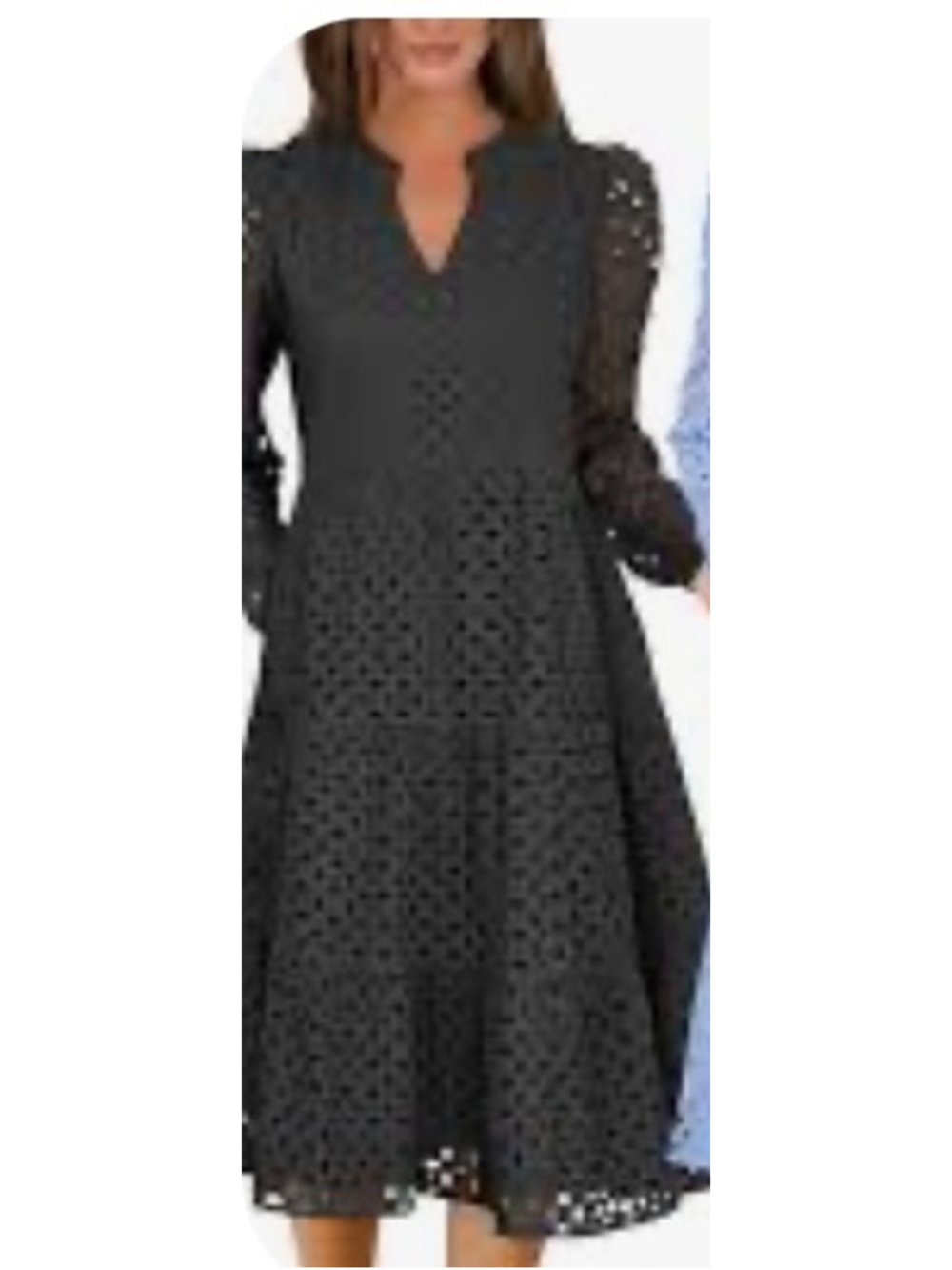 NEW Black Long Sleeve Eyelet Dress M - Picture 3 of 6